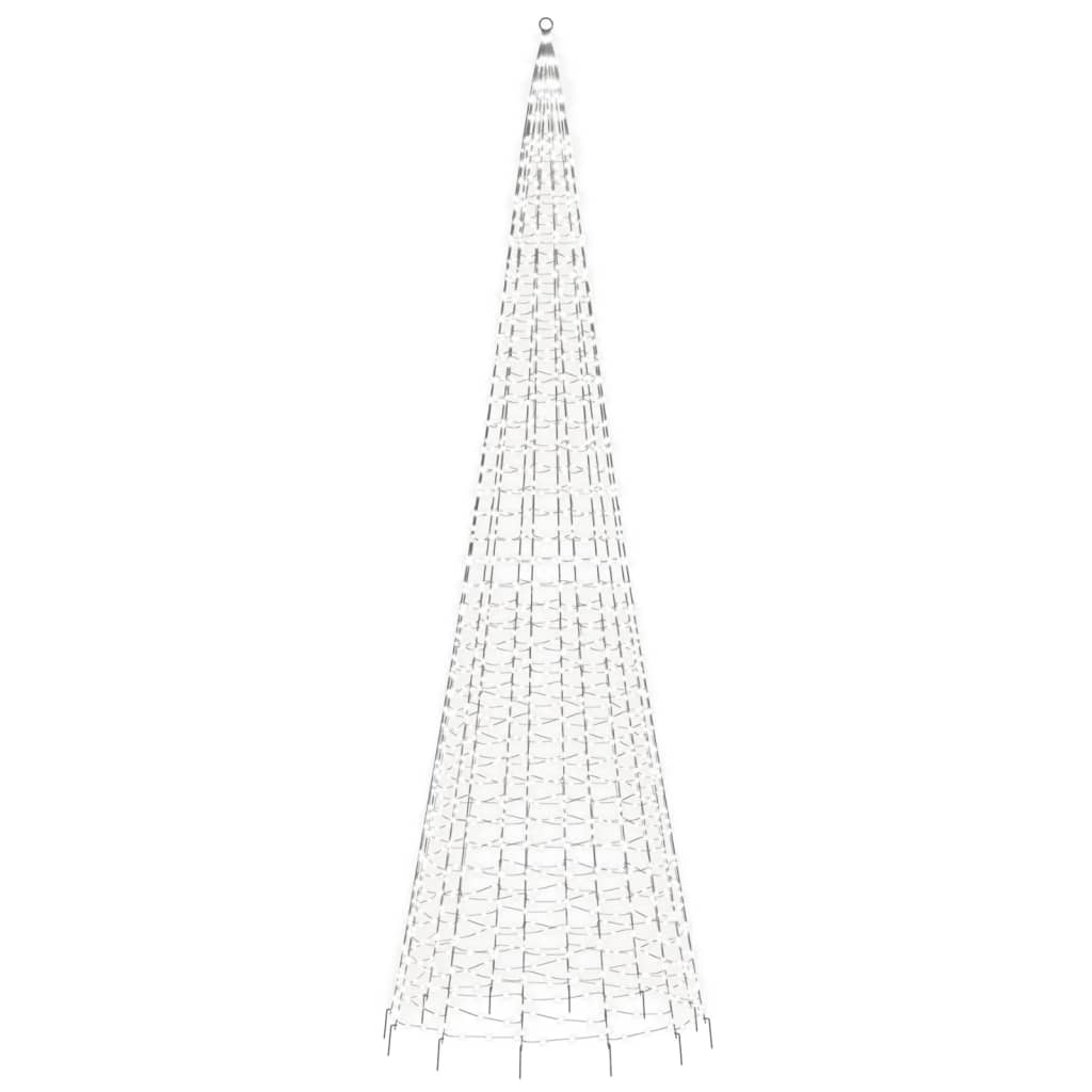 LED-kerstboom aan vlaggenmast 1534 LEDs koud wit 500 cm