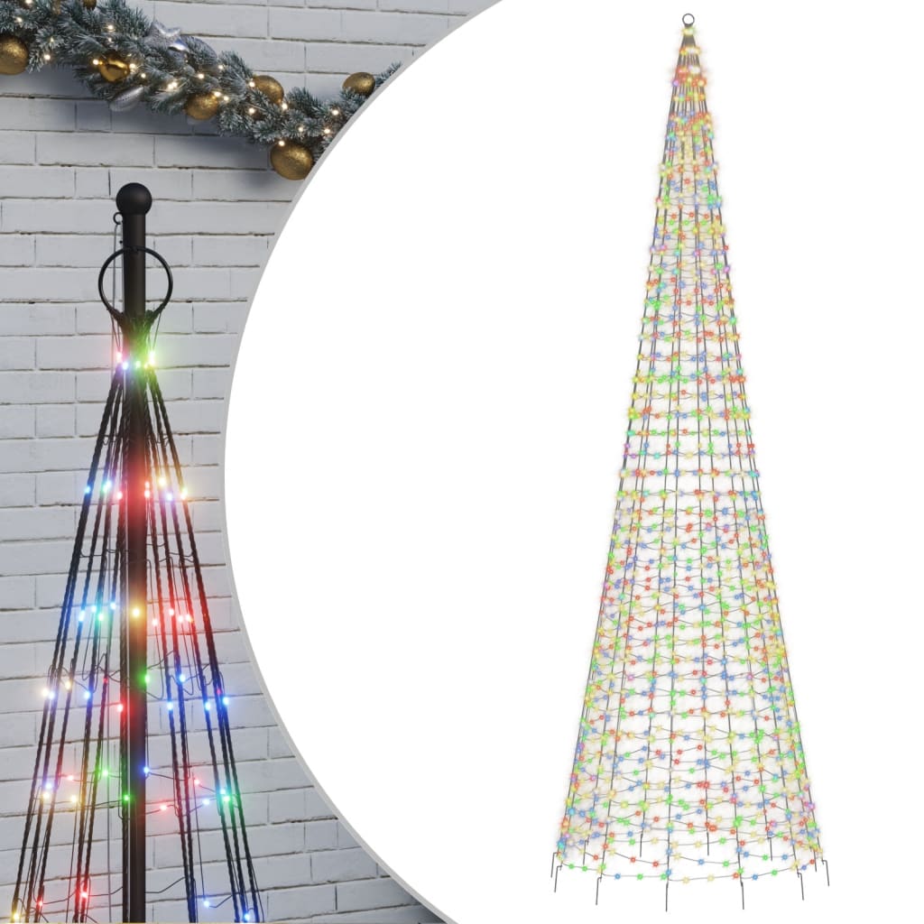 LED-kerstboom aan vlaggenmast 1534 LEDs kleurrijk 500 cm