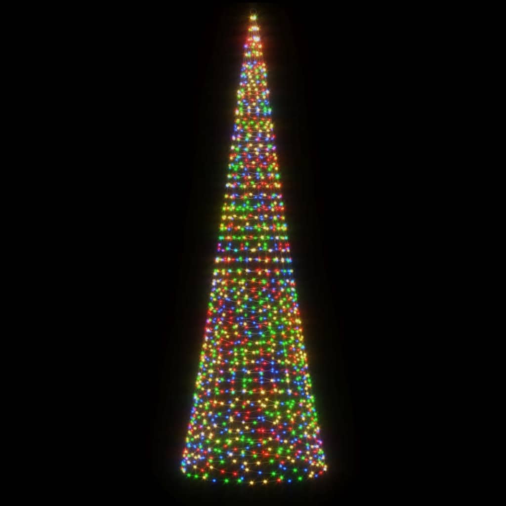 LED-kerstboom aan vlaggenmast 1534 LEDs kleurrijk 500 cm