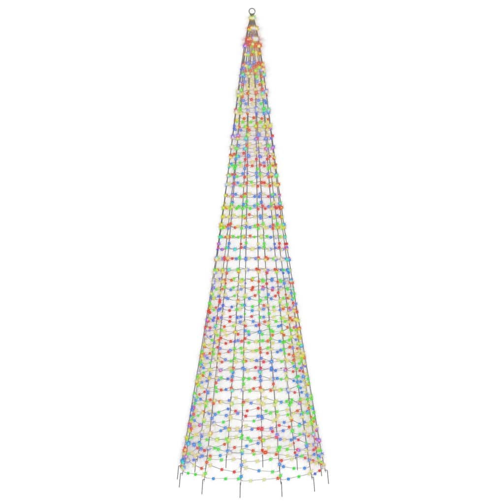 LED-kerstboom aan vlaggenmast 1534 LEDs kleurrijk 500 cm