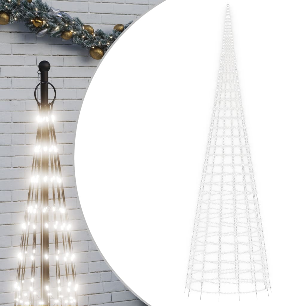 LED-kerstboom aan vlaggenmast 3000 LEDs koud wit 800 cm