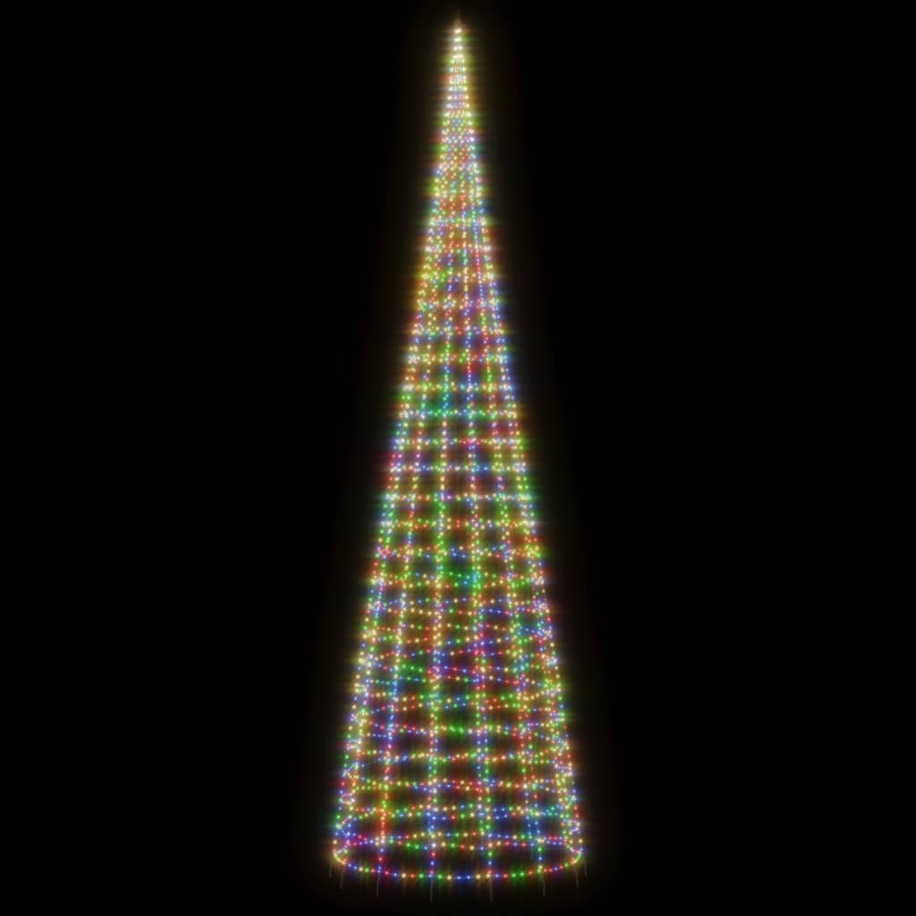 LED-kerstboom aan vlaggenmast 3000 LEDs kleurrijk 800 cm