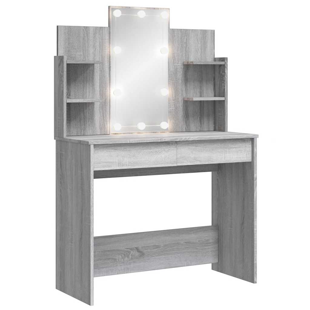 Kaptafel met LED-verlichting 96x40x142 cm grijs sonoma