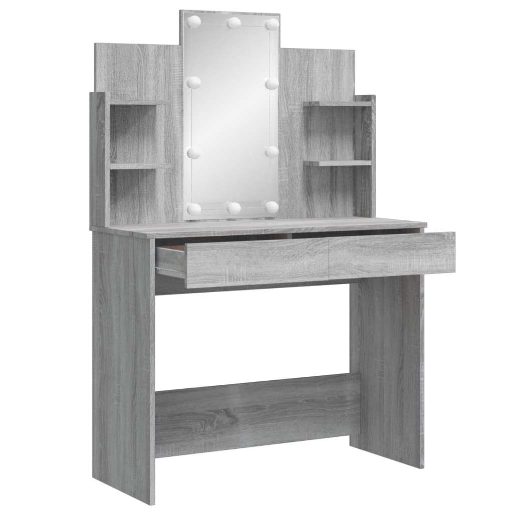 Kaptafel met LED-verlichting 96x40x142 cm grijs sonoma