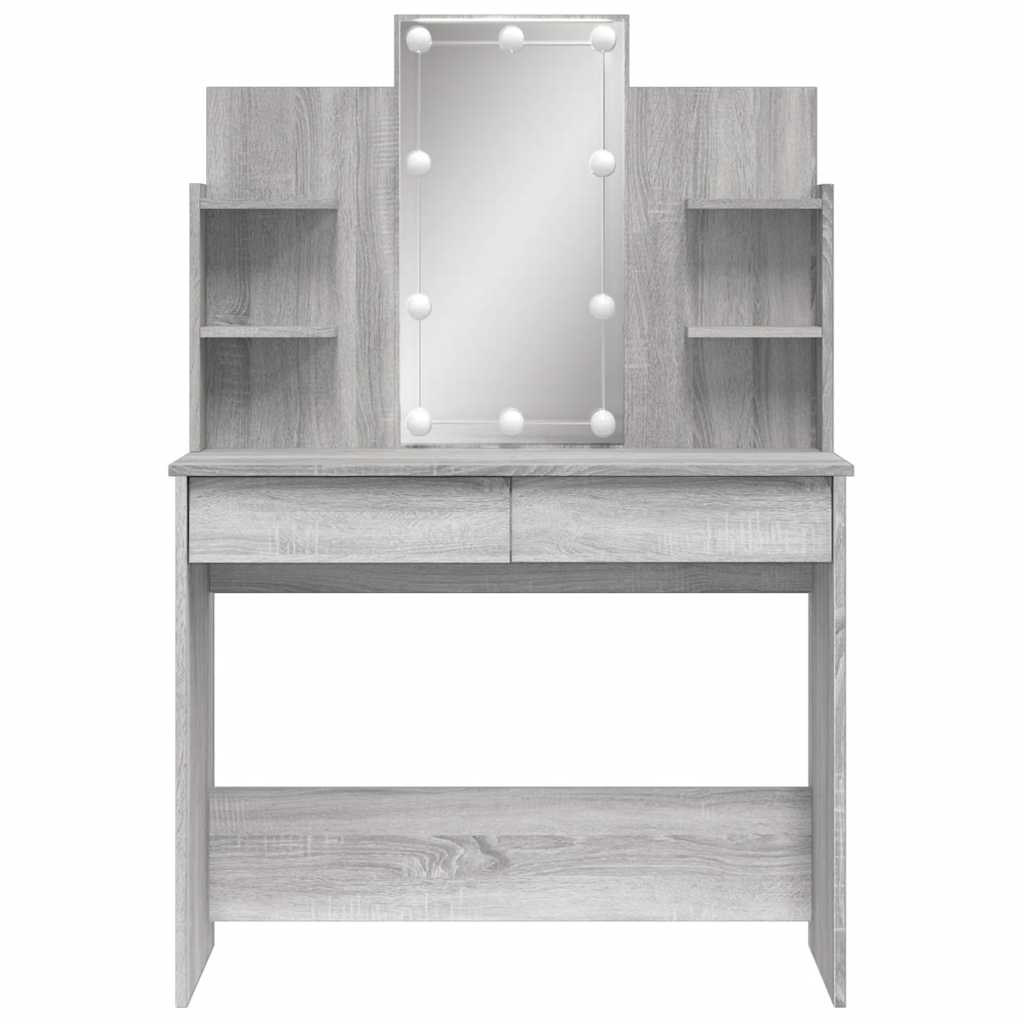 Kaptafel met LED-verlichting 96x40x142 cm grijs sonoma