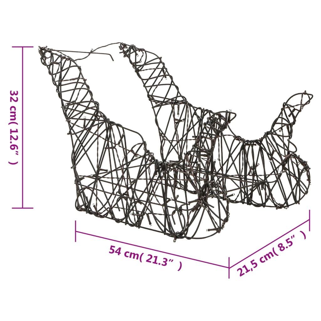 Kerstversiering rendieren en sleeën 240 LED's rattan warmwit