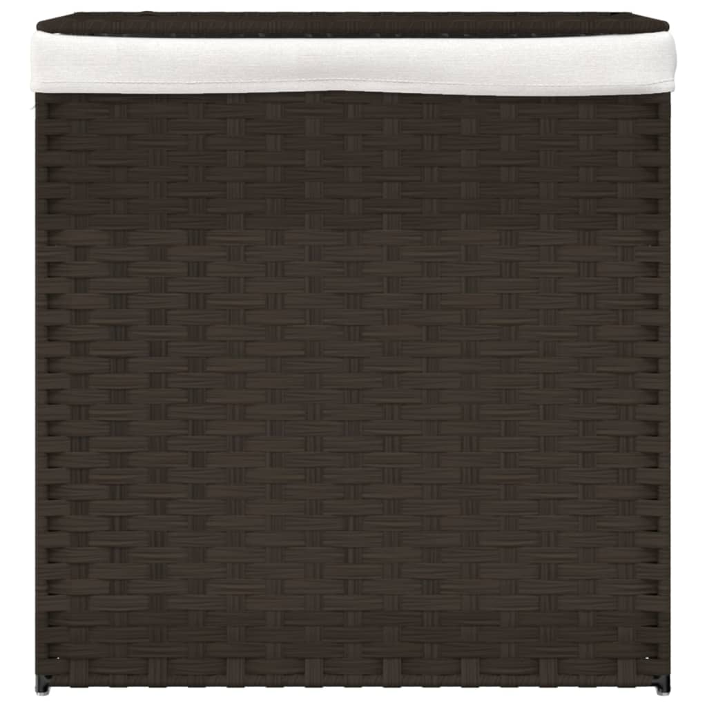 Wasmand met 2 vakken 53x35x57 cm poly rattan donkerbruin