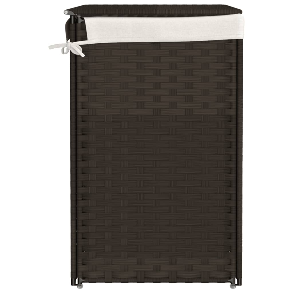 Wasmand met 2 vakken 53x35x57 cm poly rattan donkerbruin