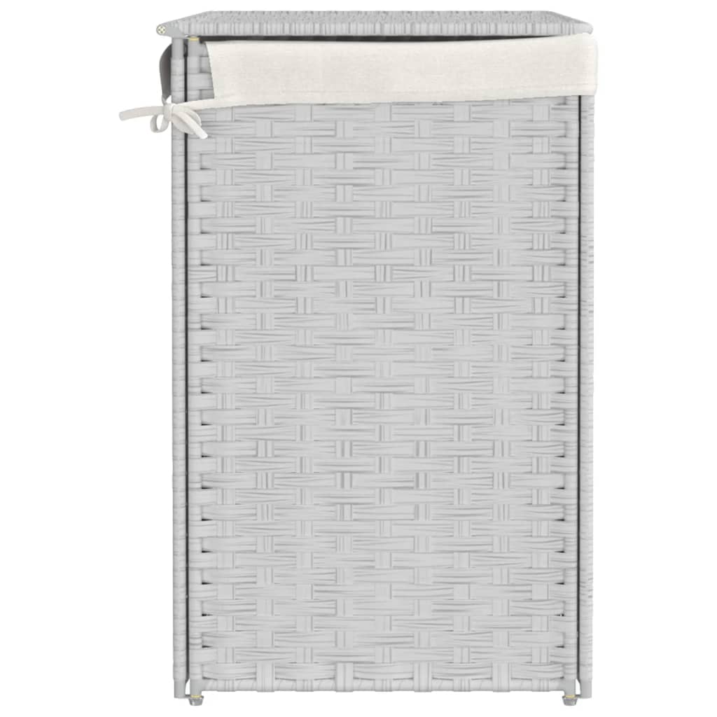 Wasmand met 2 vakken 53x35x57 cm poly rattan wit