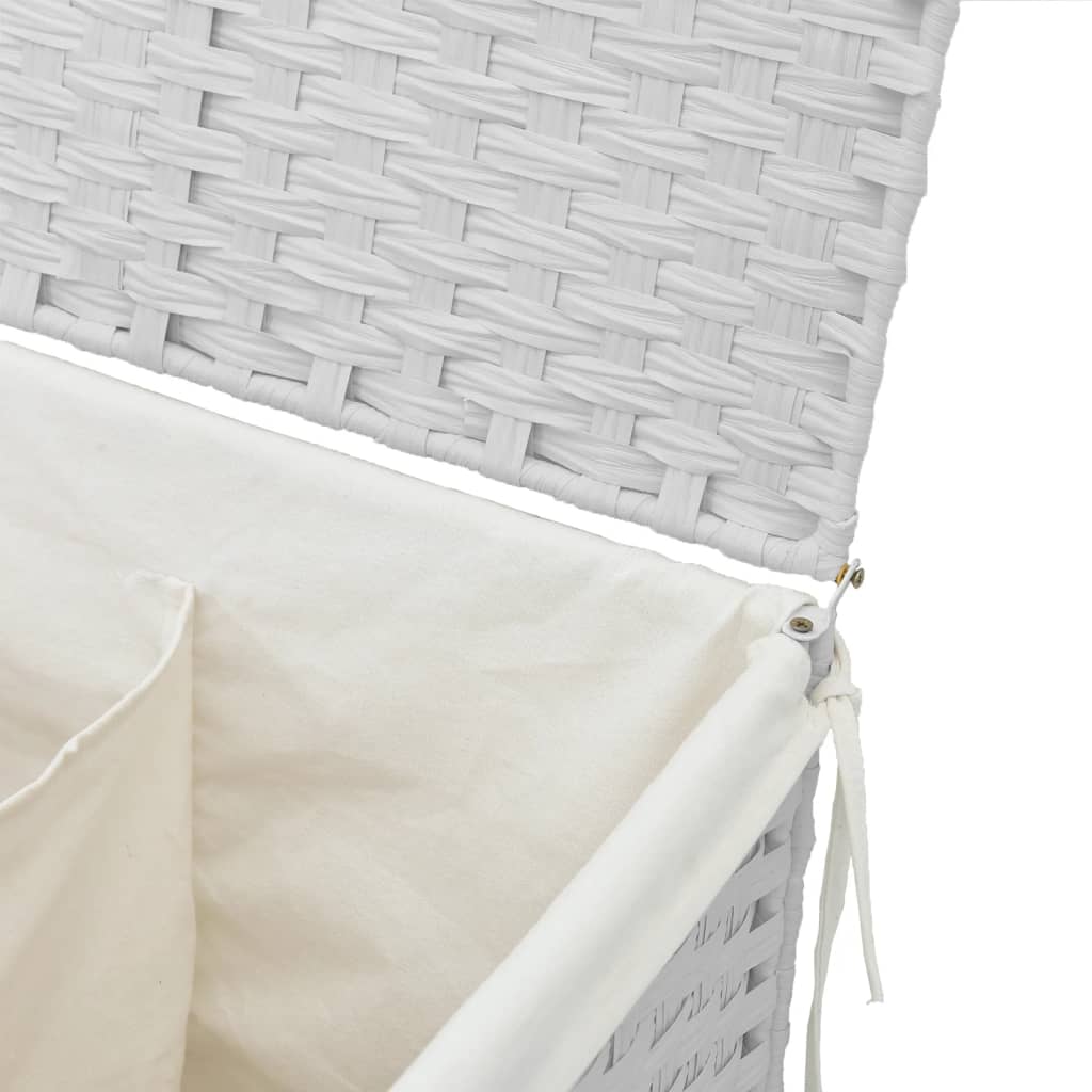 Wasmand met 2 vakken 53x35x57 cm poly rattan wit