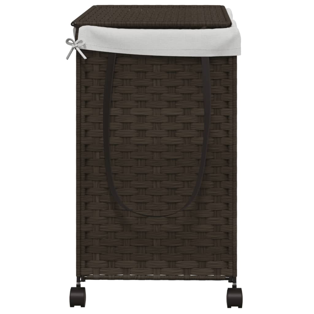 Wasmand op wielen 60x35x60,5 cm rattan donkerbruin