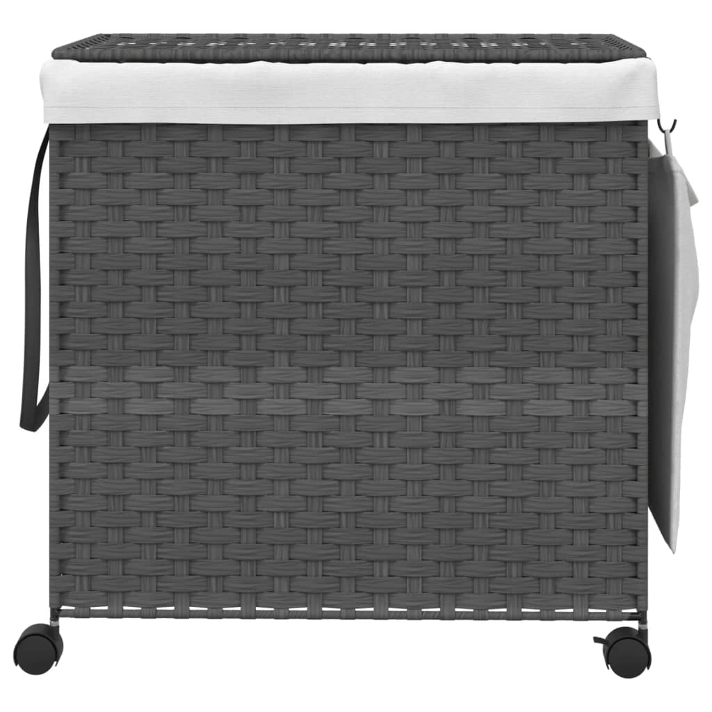 Wasmand op wielen 60x35x60,5 cm rattan grijs