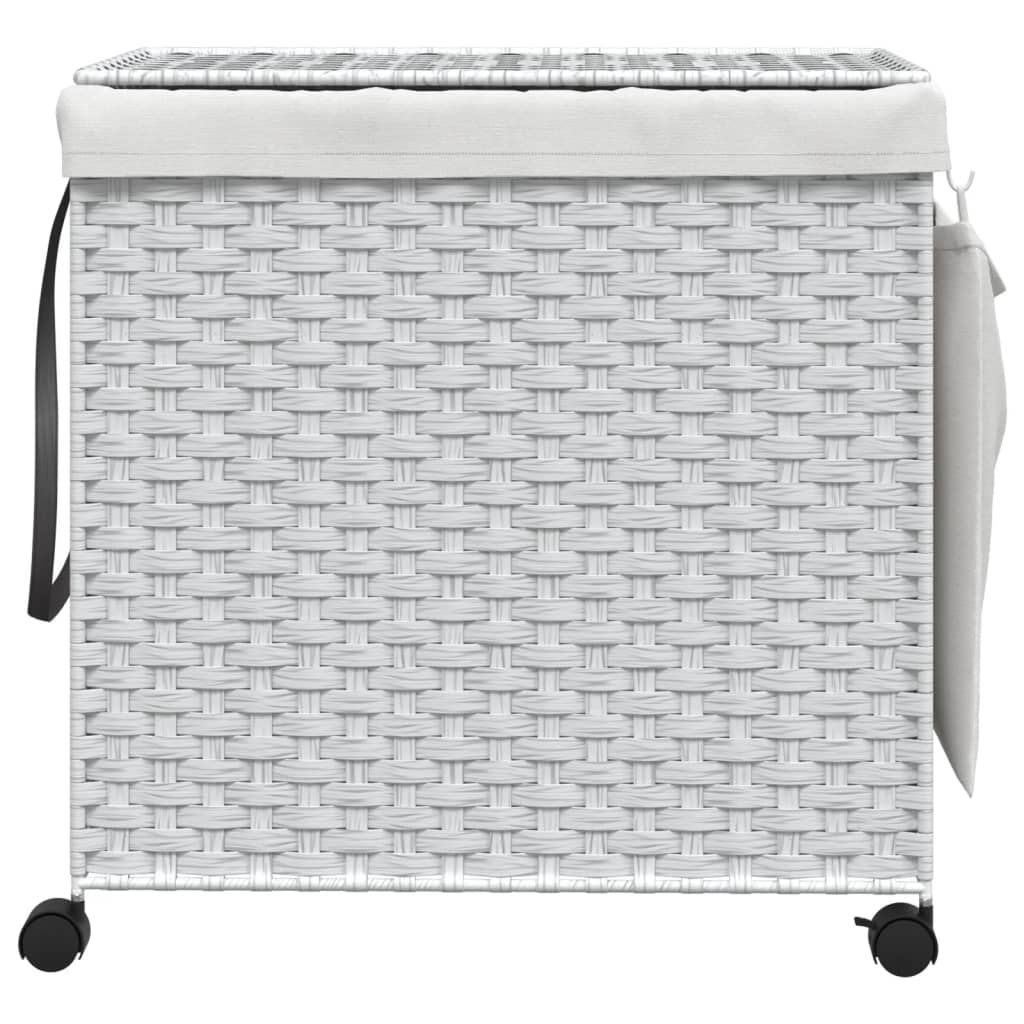 Wasmand op wielen 60x35x60,5 cm rattan wit