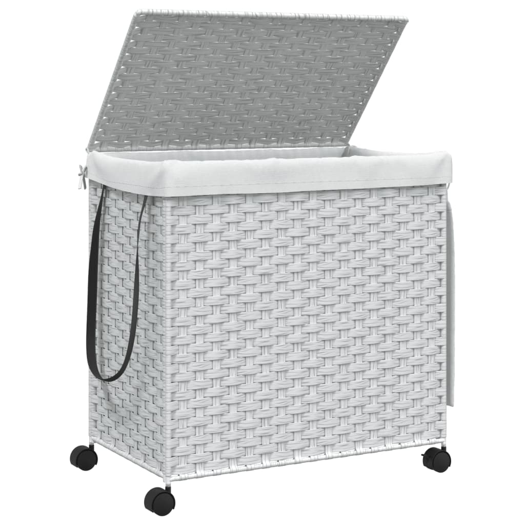 Wasmand op wielen 60x35x60,5 cm rattan wit