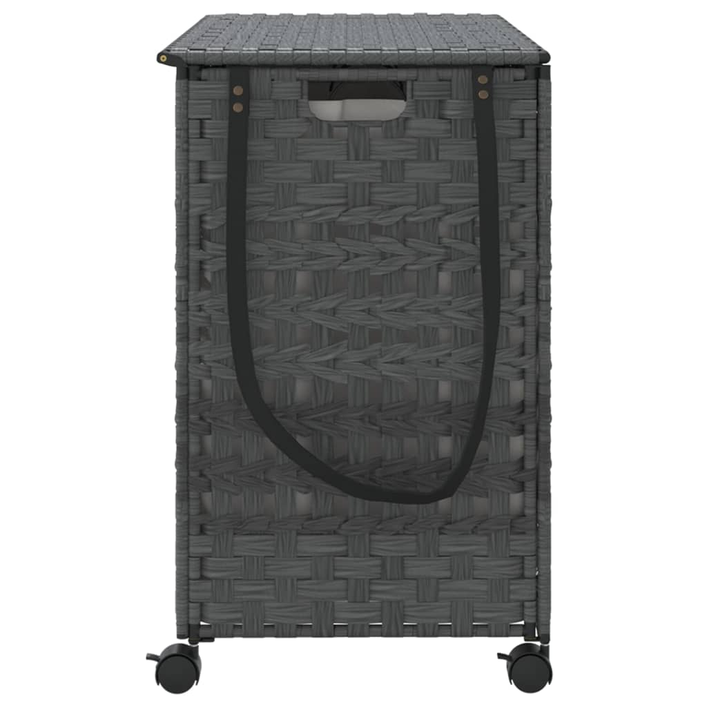 Wasmand op wielen 66x35x60 cm rattan grijs