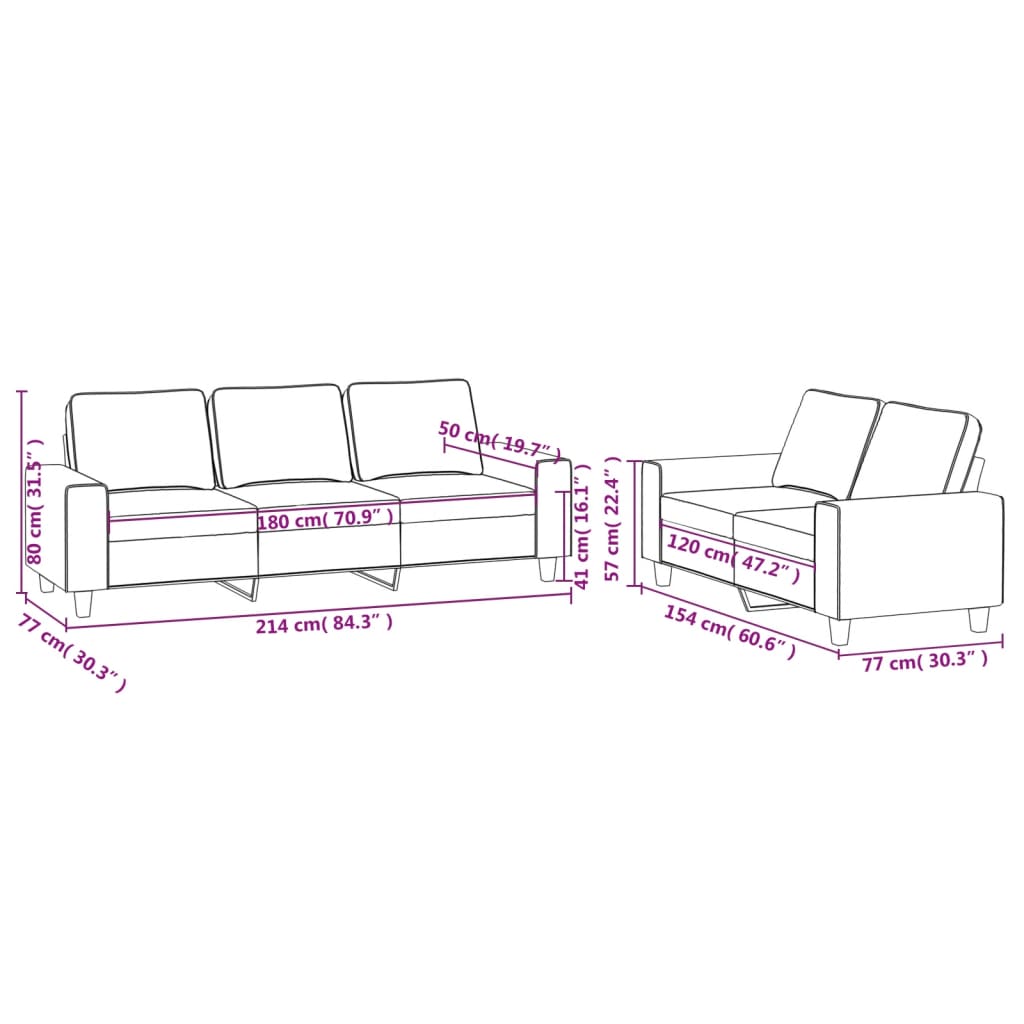 2-Delige Loungeset Stof Donkergrijs met kussens