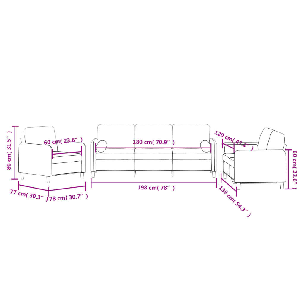 3-Delige Loungeset Met Kussens Fluweel Donkergrijs