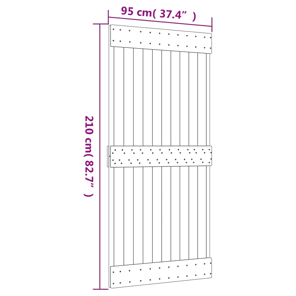 Schuifdeur met beslag 95x210 cm massief grenenhout