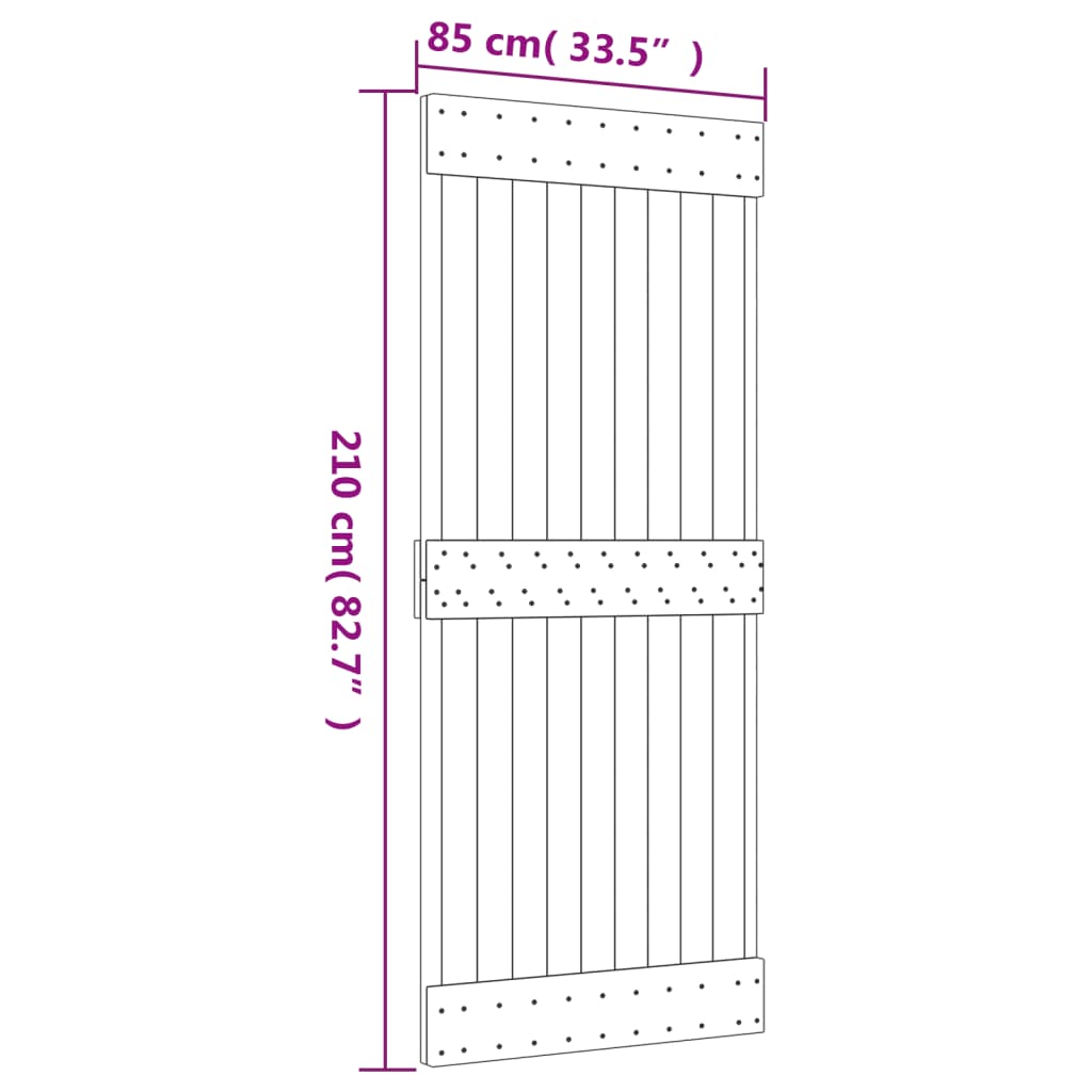 Schuifdeur met beslag 85x210 cm massief grenenhout