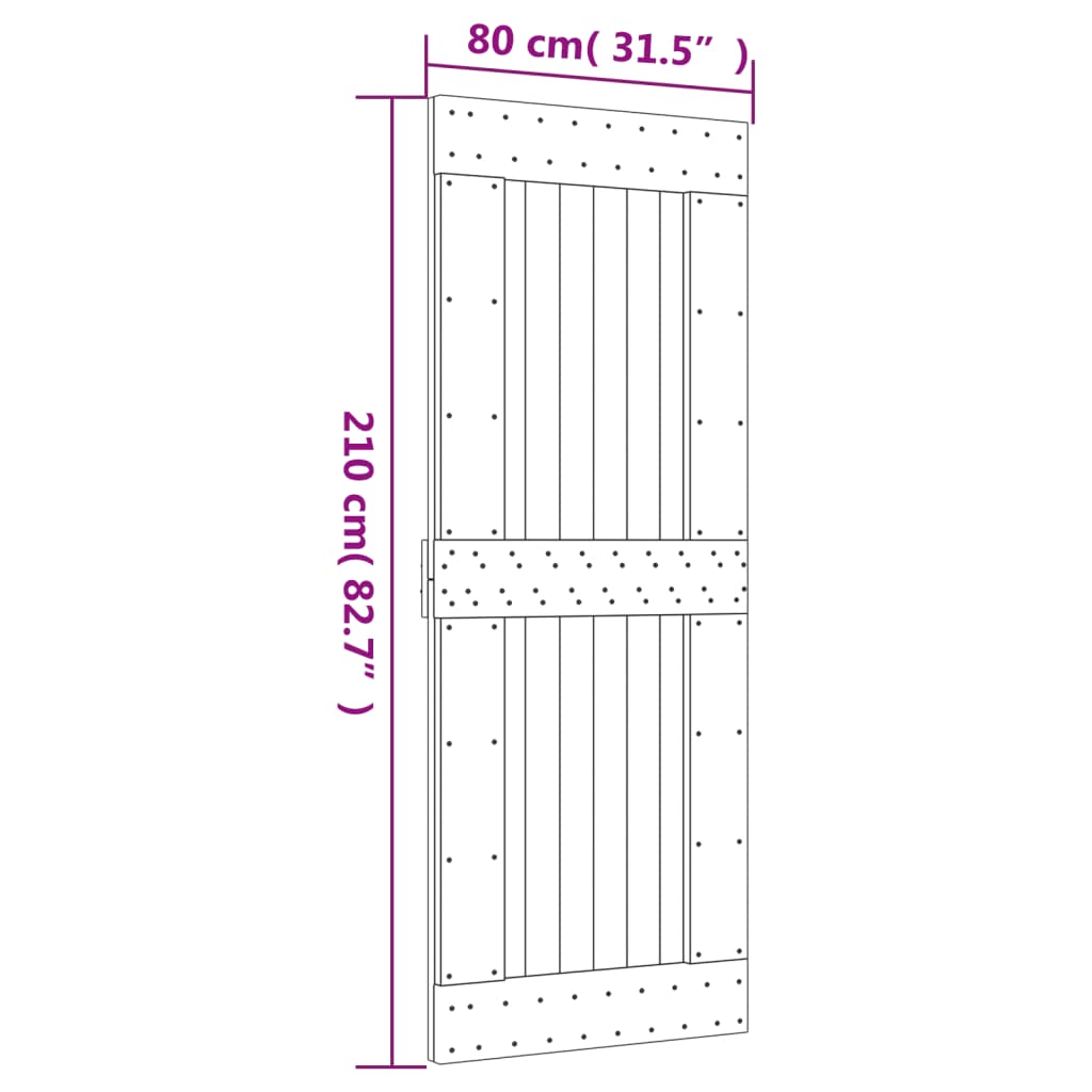 Schuifdeur met beslag 80x210 cm massief grenenhout