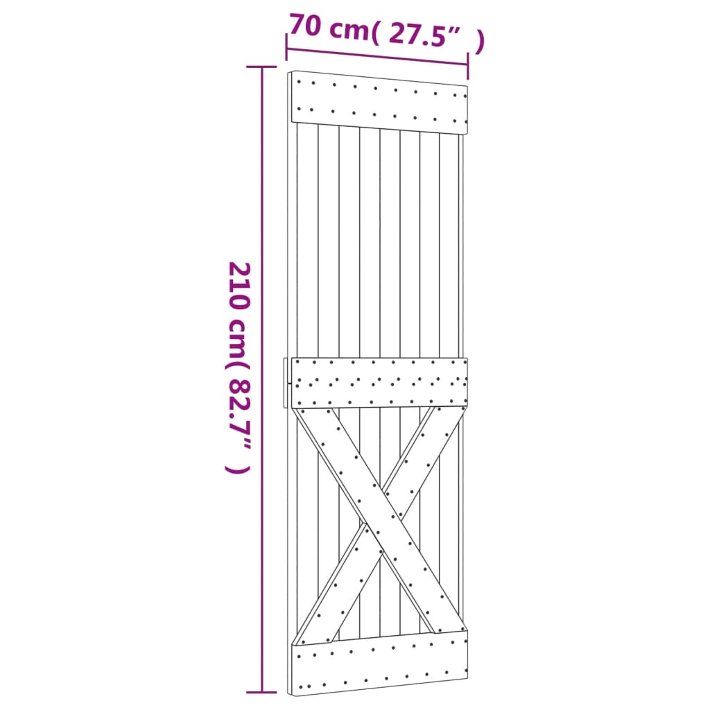 Schuifdeur met beslag 70x210 cm massief grenenhout