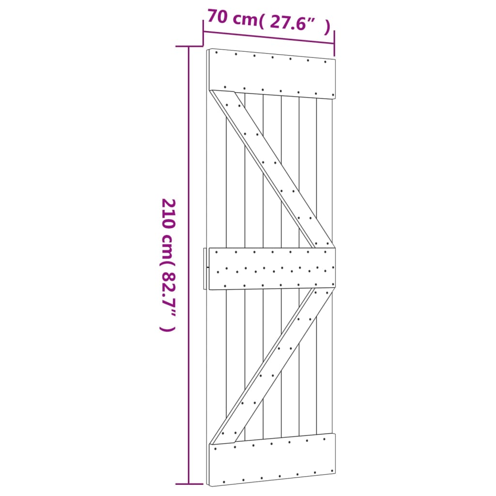 Schuifdeur met beslag 70x210 cm massief grenenhout