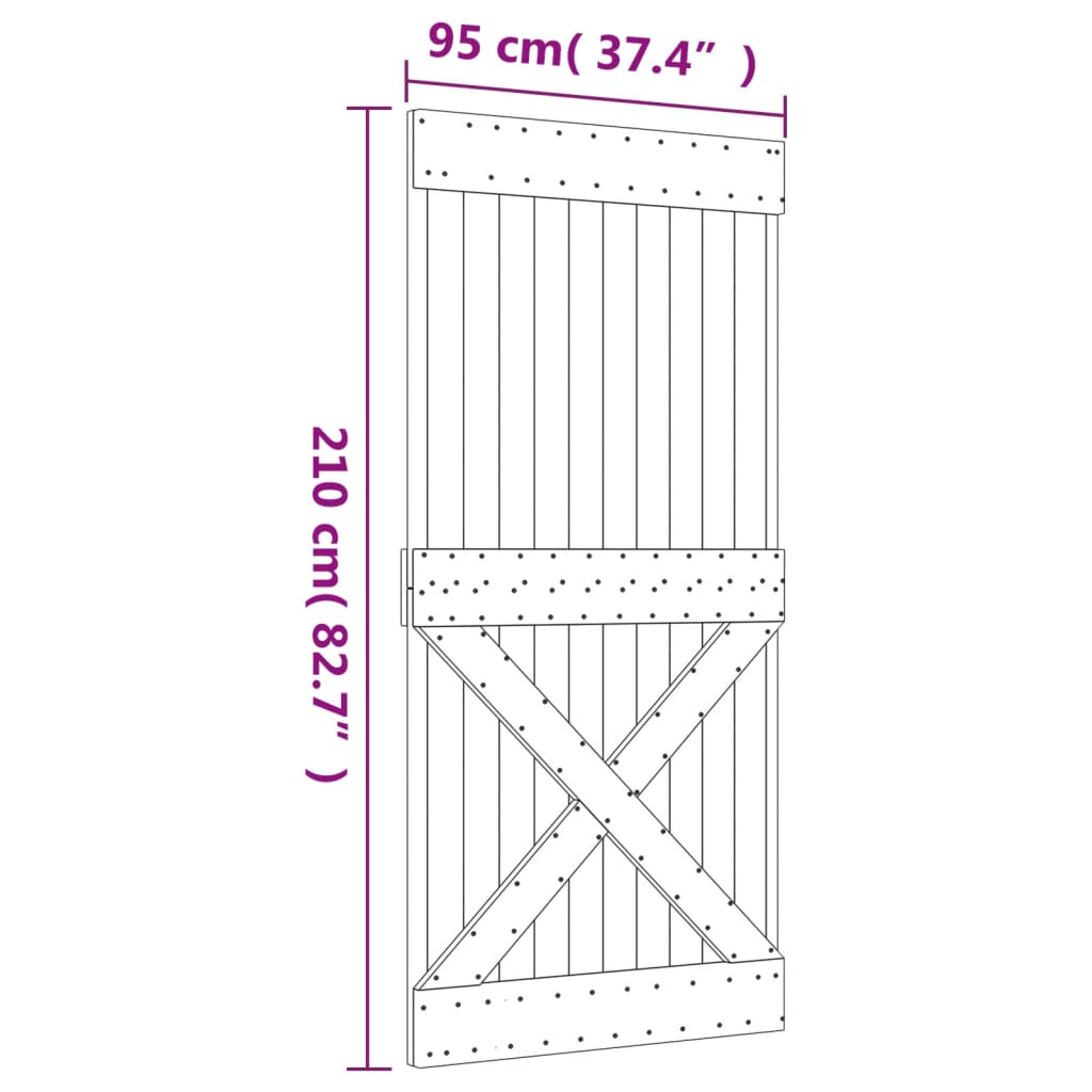 Schuifdeur met beslag 95x210 cm massief grenenhout