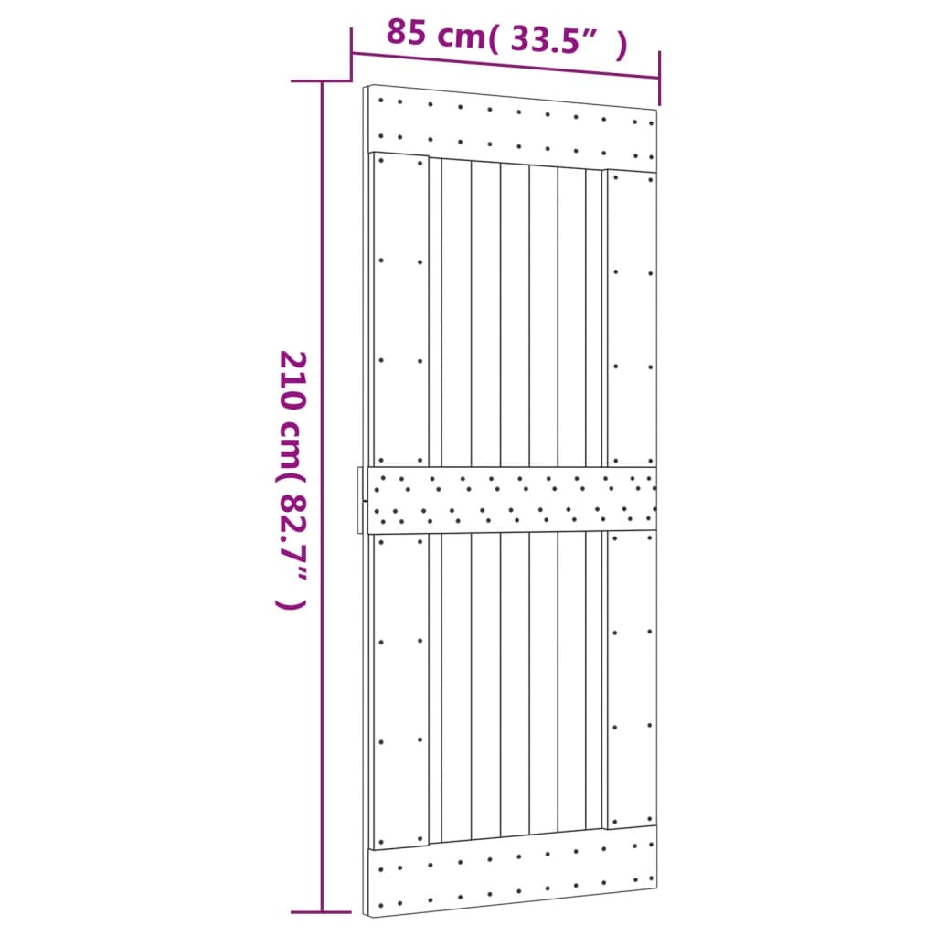 Schuifdeur met beslag 85x210 cm massief grenenhout