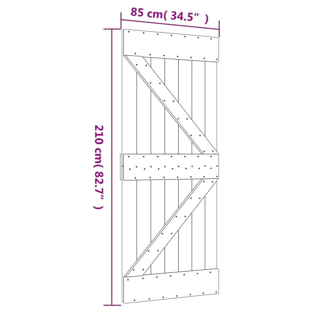 Schuifdeur met beslag 85x210 cm massief grenenhout