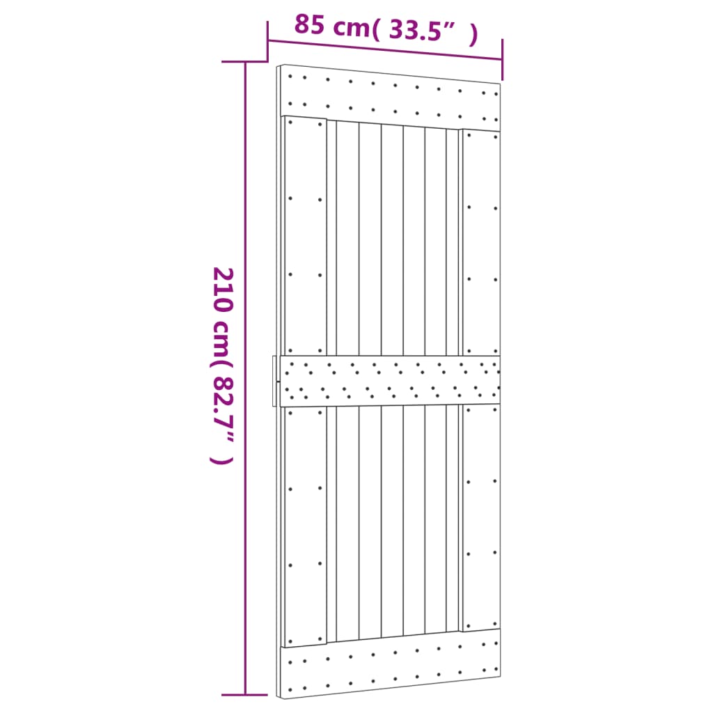 Schuifdeur met beslag 85x210 cm massief grenenhout