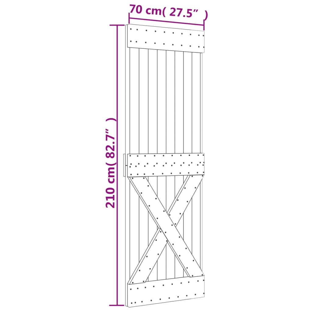 Schuifdeur met beslag 70x210 cm massief grenenhout