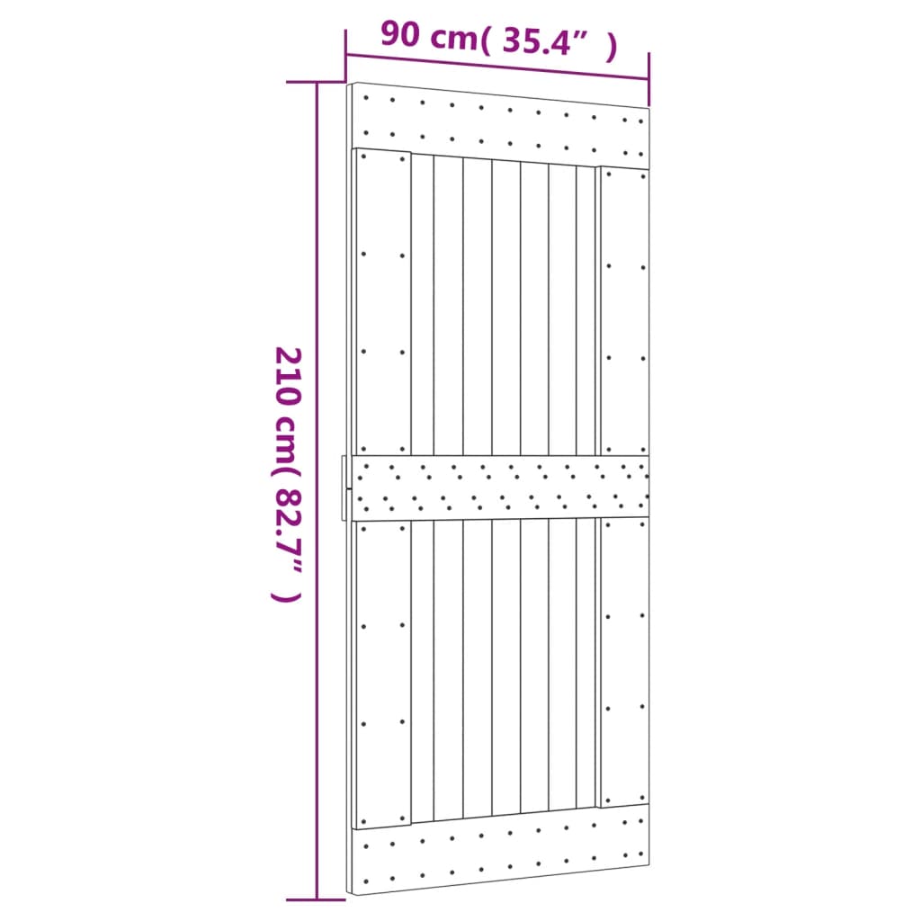 Schuifdeur met beslag 90x210 cm massief grenenhout