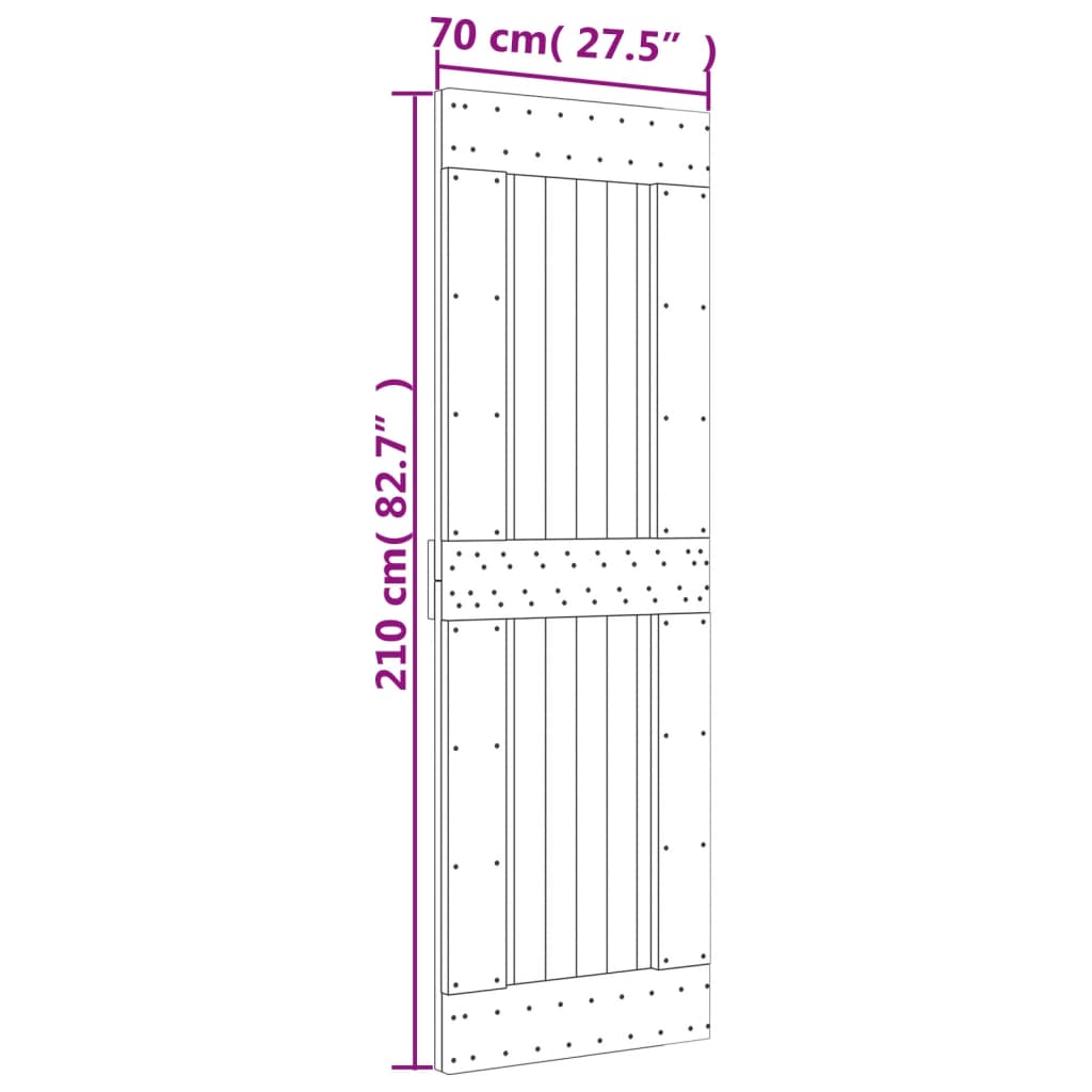 Schuifdeur met beslag 70x210 cm massief grenenhout