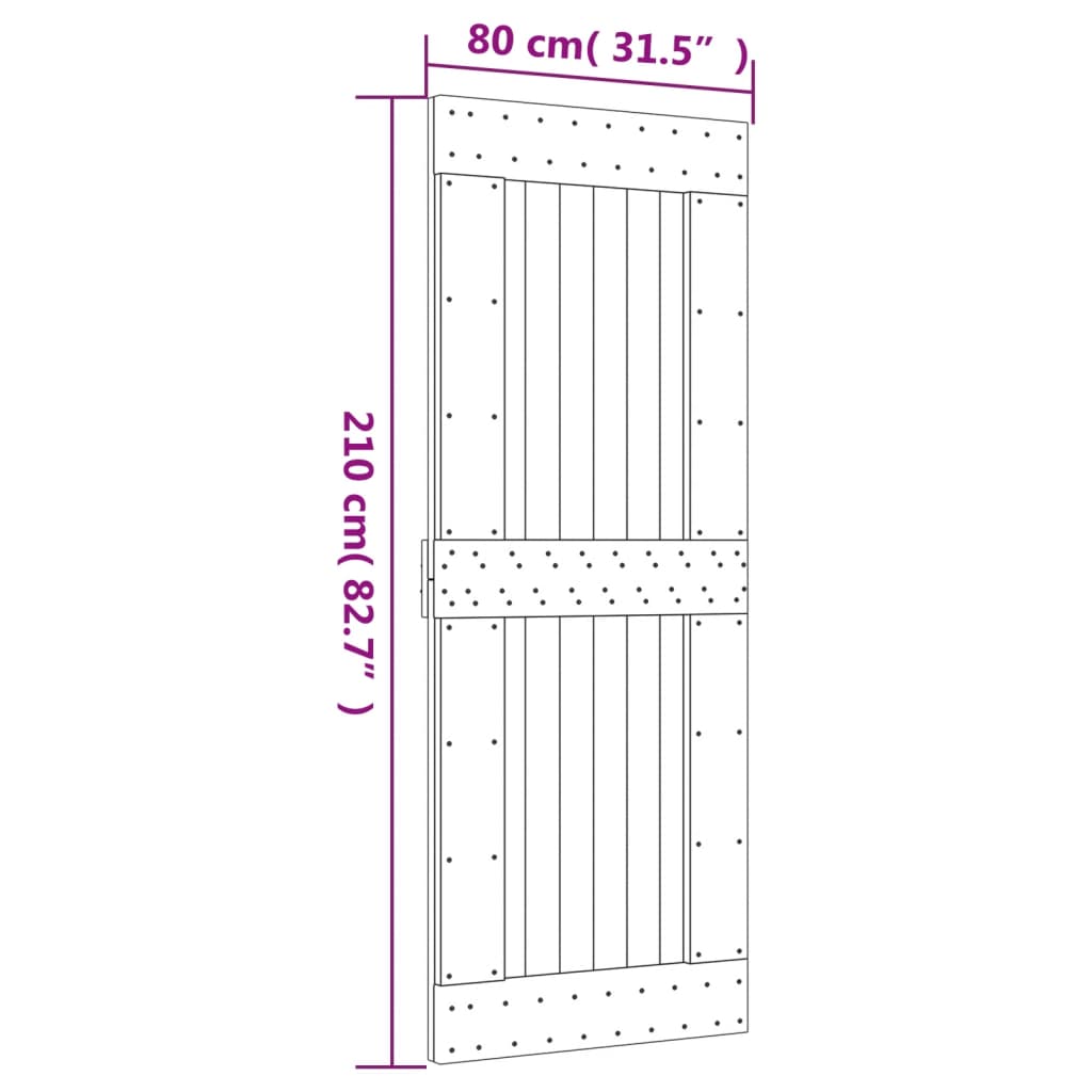 Schuifdeur met beslag 80x210 cm massief grenenhout