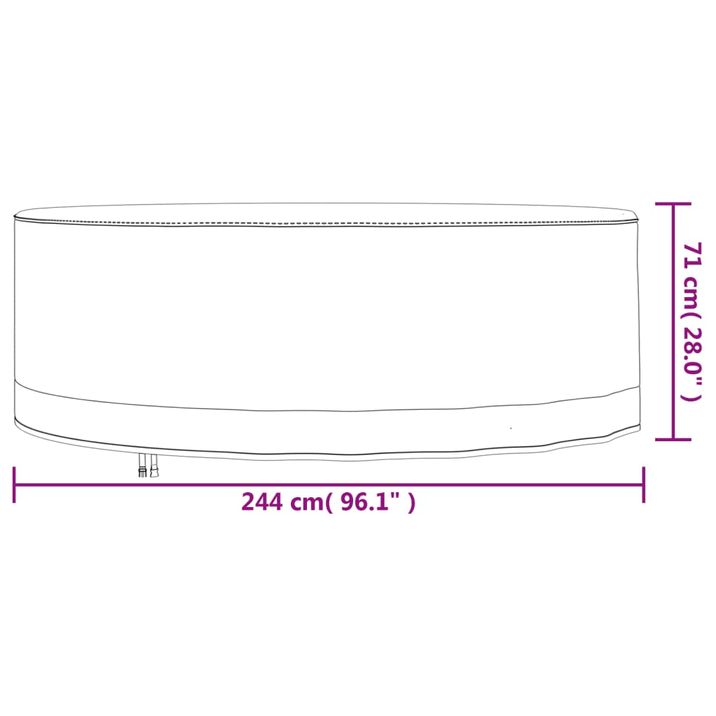 Tuinmeubelhoezen 2 st Ø 244x71 cm 600D oxford stof zwart