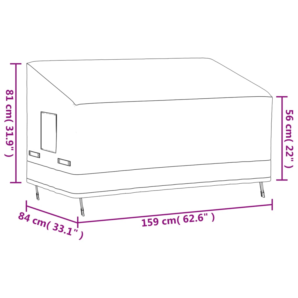 Tuinhoezen 2 St Voor 3-Zitsbank 600D 159X84X56/81 Cm Oxford 159 x 84 x 56/81 cm