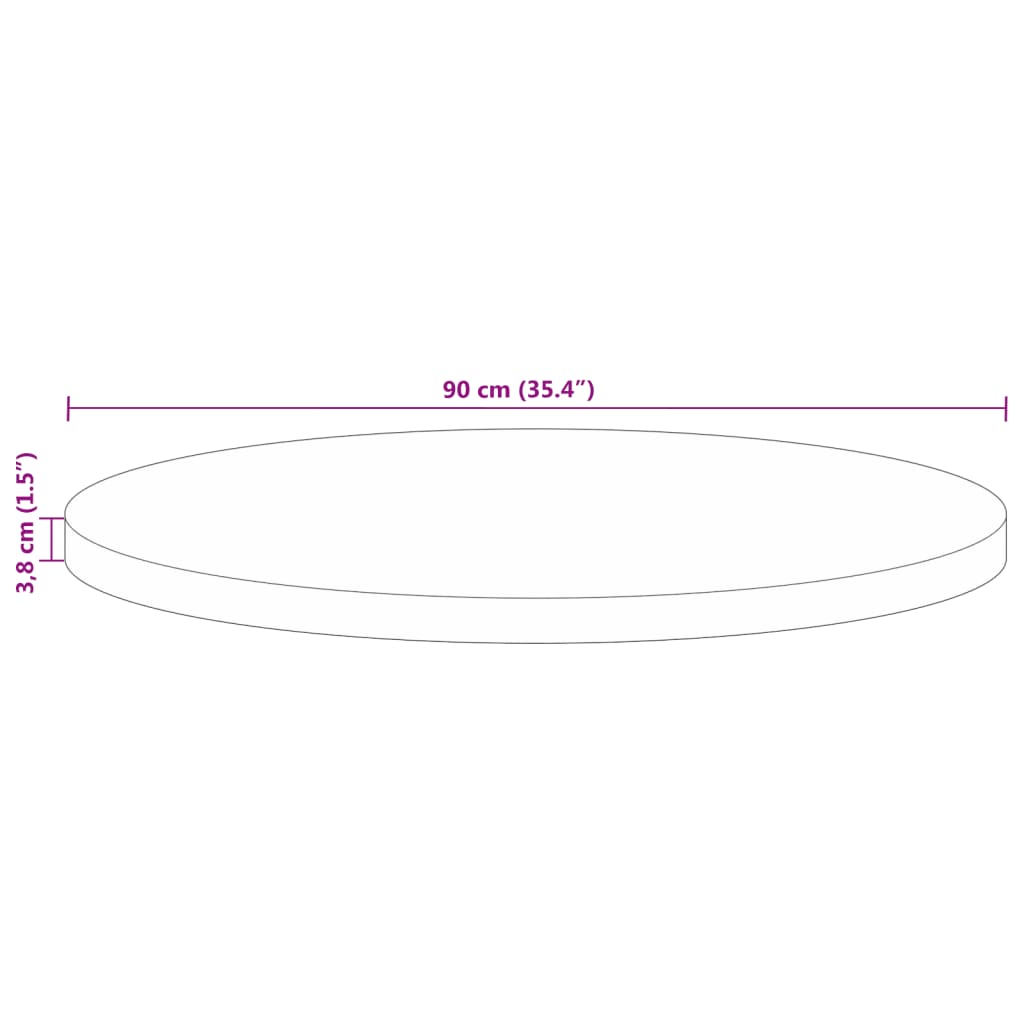 Tafelblad rond Ø 90x3,8 cm massief gerecycled hout