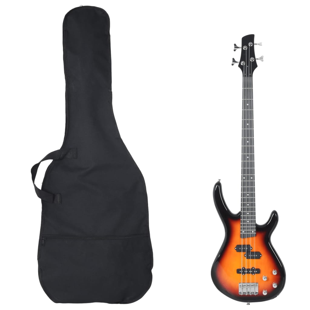 Basgitaar voor beginners elektrisch met tas 4/4 46&quot; bruin zwart