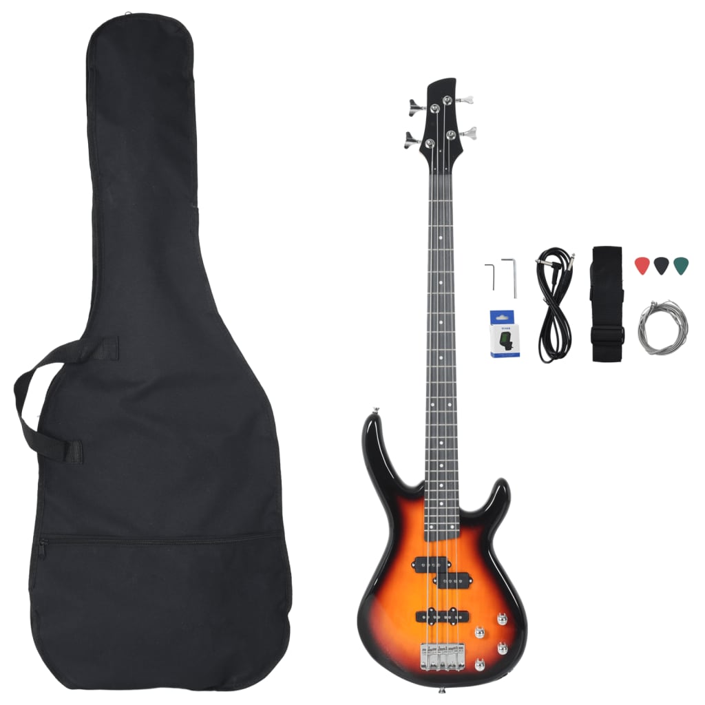 Basgitaar voor beginners elektrisch met tas 4/4 46&quot; bruin zwart