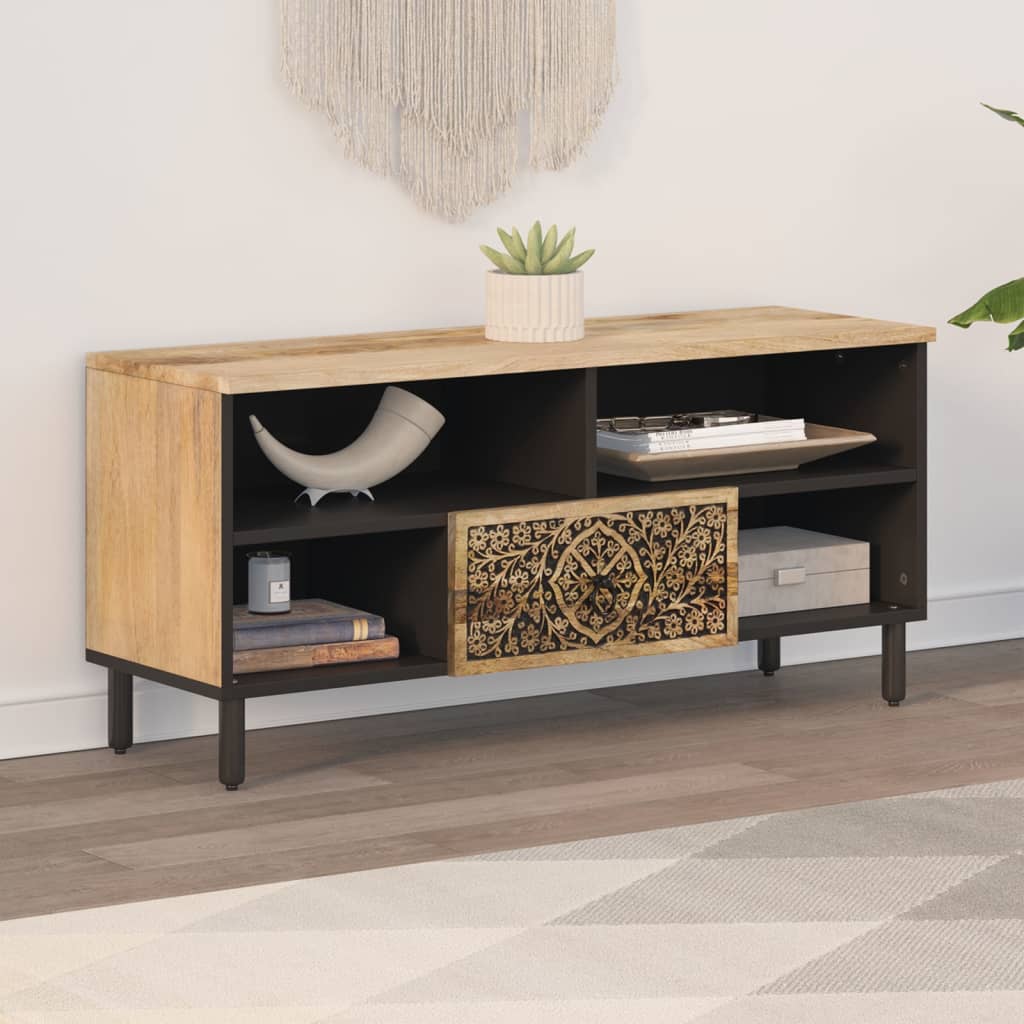 Tv-Meubel 100X33X46 Cm Massief Mangohout