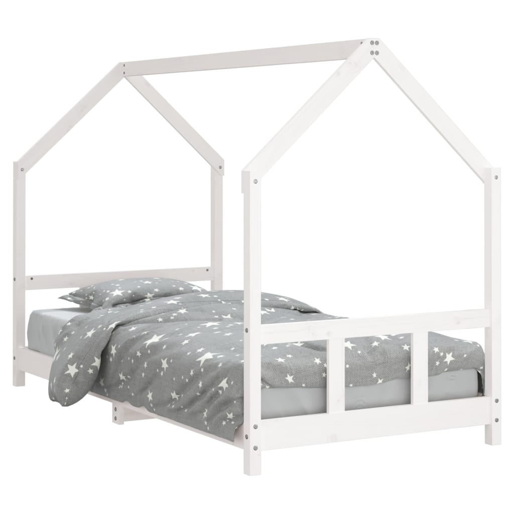 Kinderbedframe 90X200 Cm Massief Grenenhout Wit 90 x 200 cm