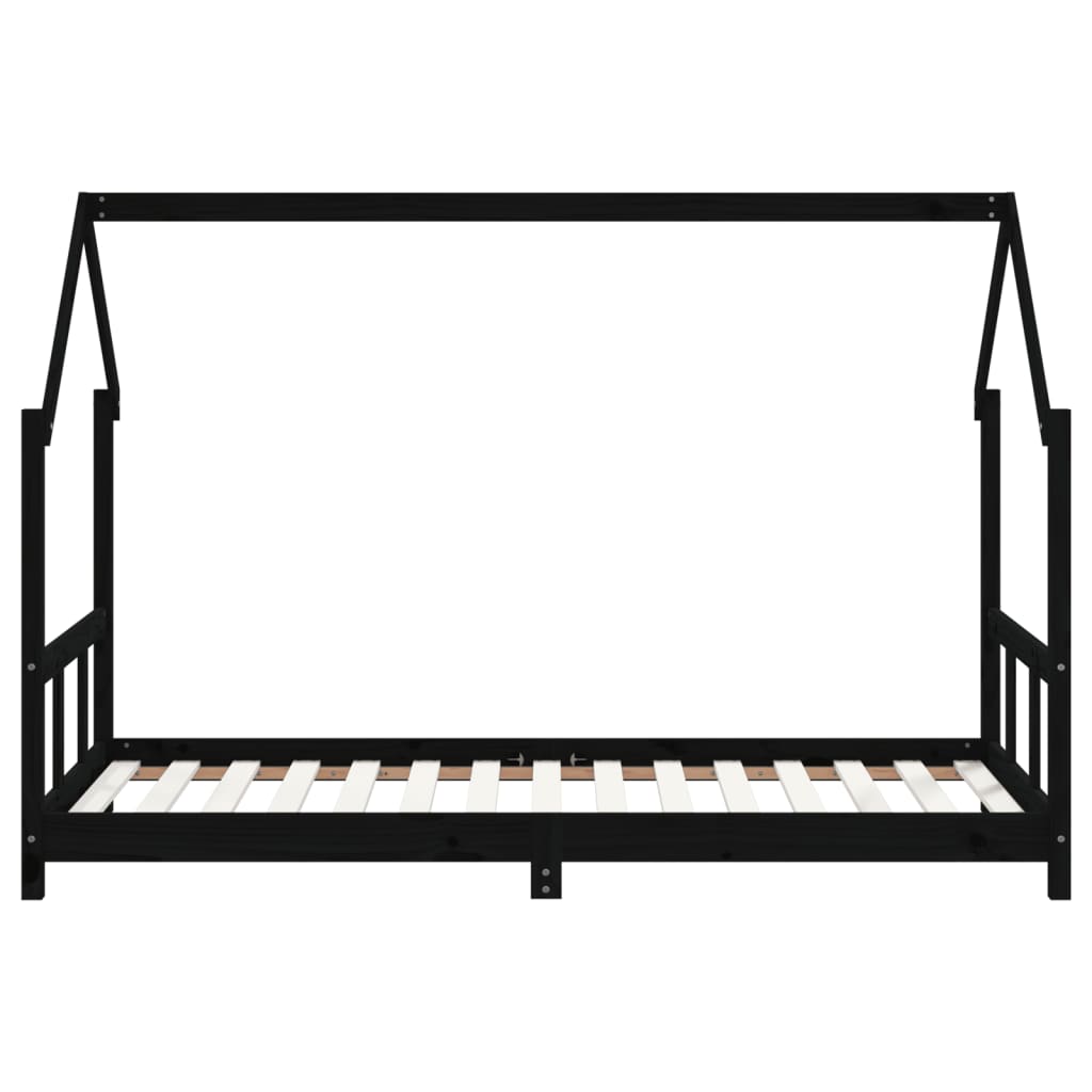 Kinderbedframe 90x190 cm massief grenenhout zwart