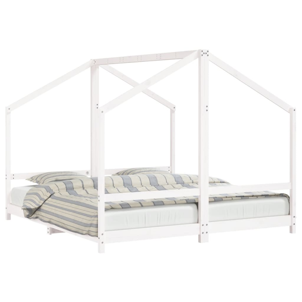 Kinderbedframe 2X(90X200) Cm Massief Grenenhout Wit 2 x (90 x 200) cm