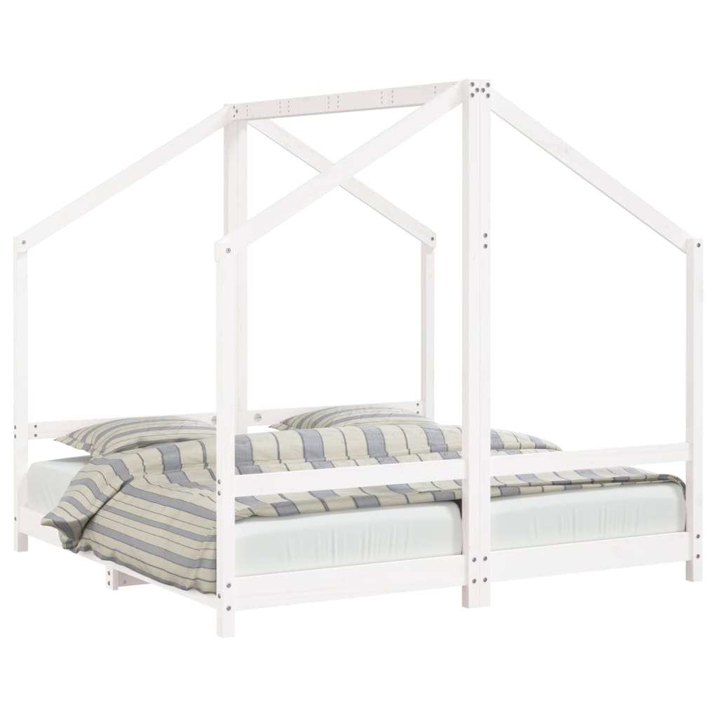 Kinderbedframe 2X(80X160) Cm Massief Grenenhout Wit 2 x (80 x 160) cm