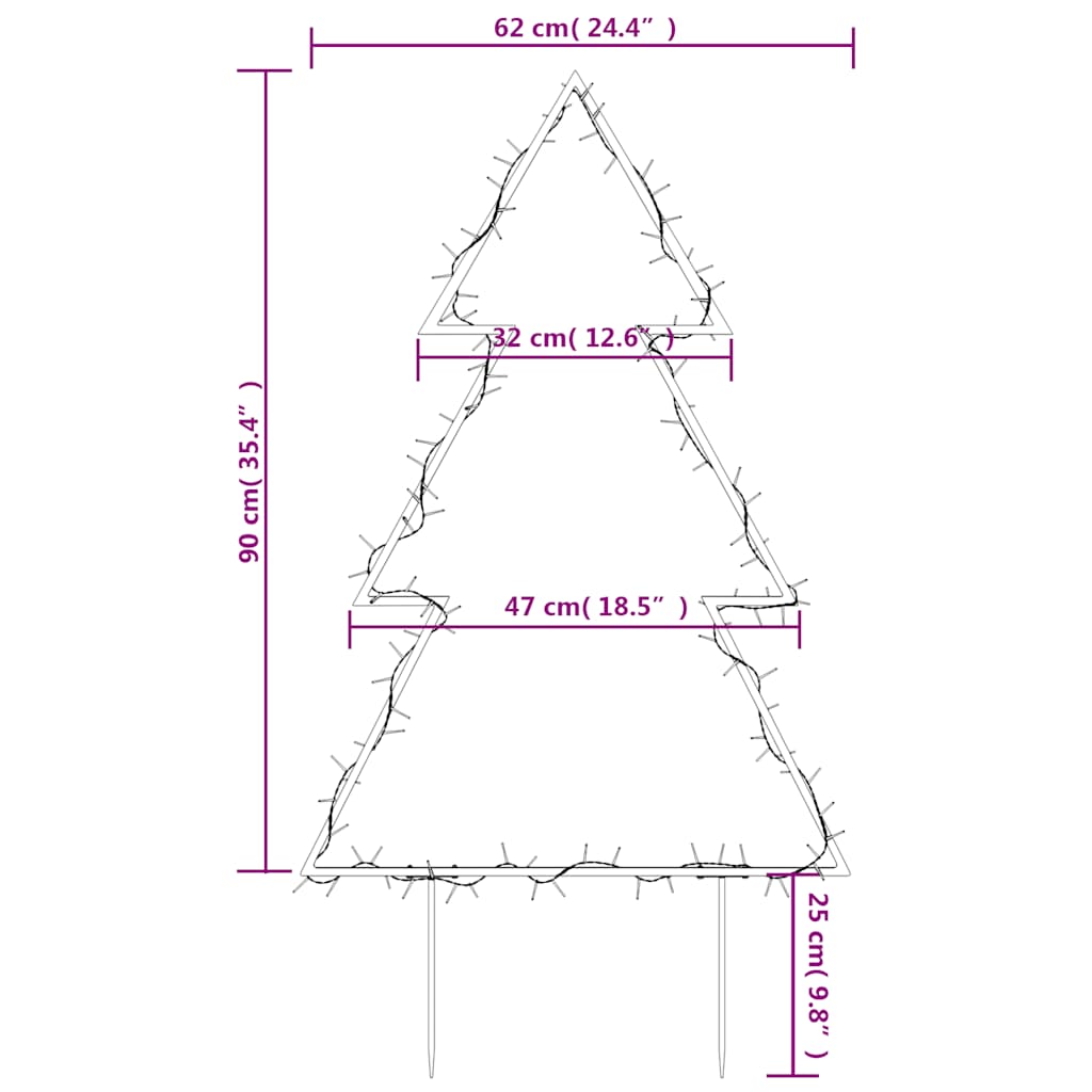 Kerstverlichting kerstboom met grondpinnen 115 LED's 90 cm