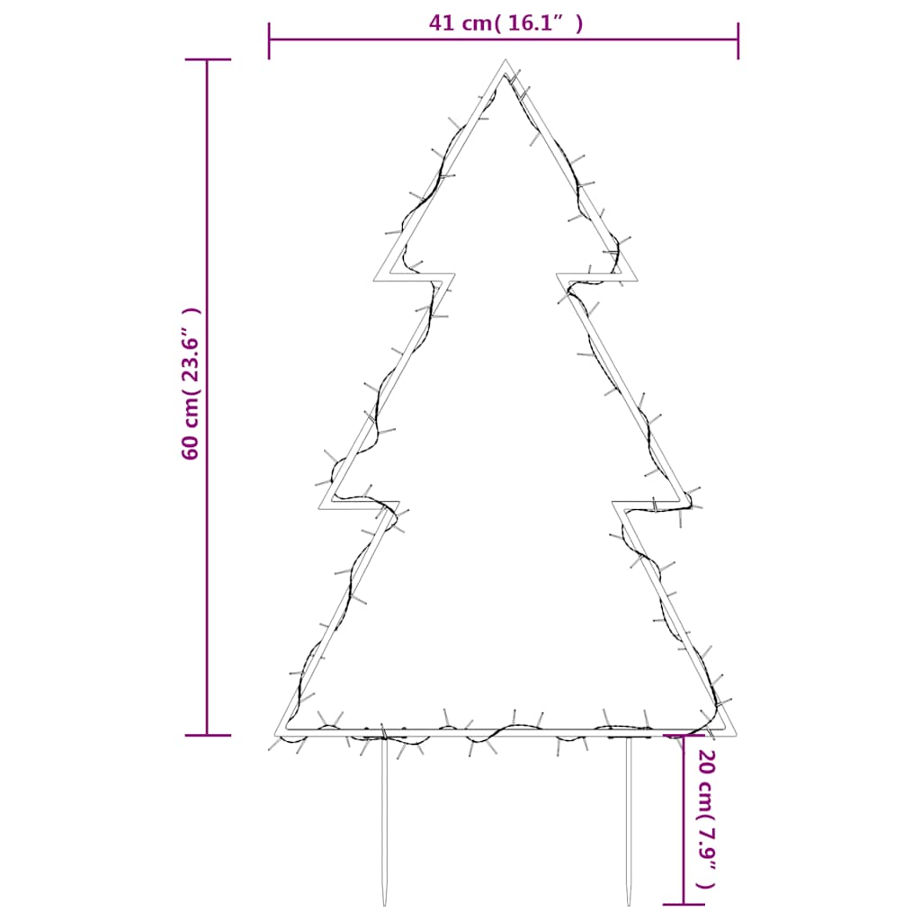 Kerstverlichting kerstboom met grondpinnen 80 LED's 60 cm