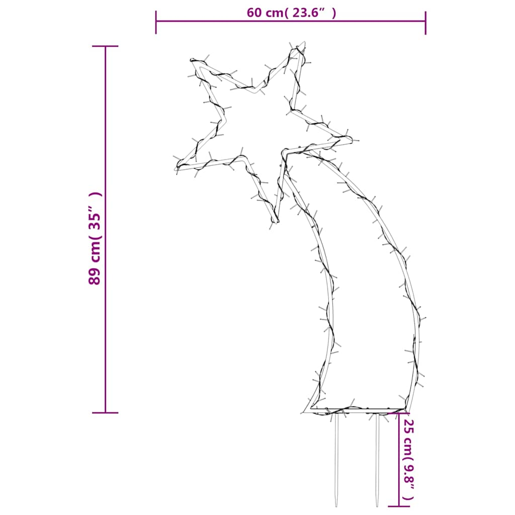 Kerstverlichting meteoor met grondpinnen 115 LED's 89 cm