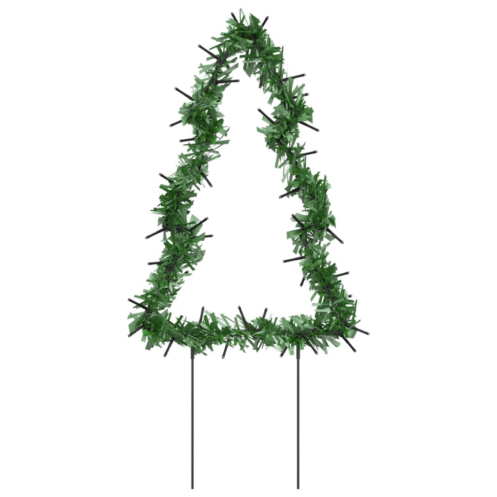 Kerstverlichting kerstboom 3 st met grondpinnen 50 LED's 30 cm