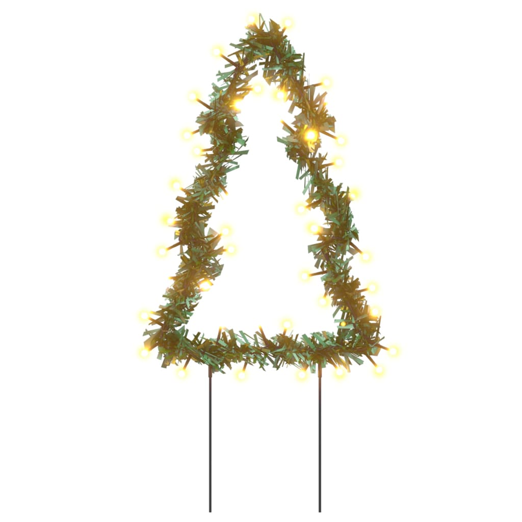 Kerstverlichting kerstboom 3 st met grondpinnen 50 LED's 30 cm