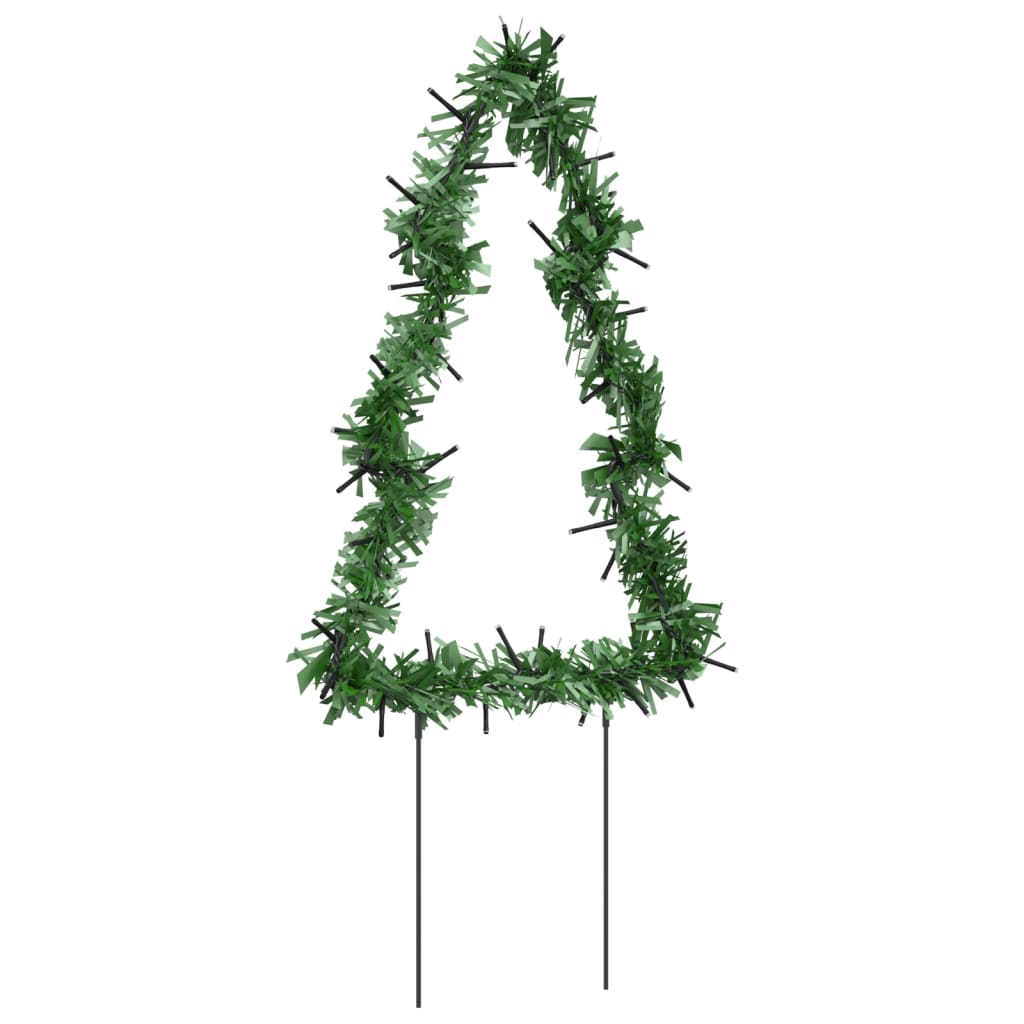 Kerstverlichting kerstboom 3 st met grondpinnen 50 LED's 30 cm